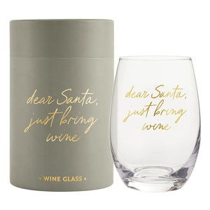 Stemless Wine Glass - Dear Santa