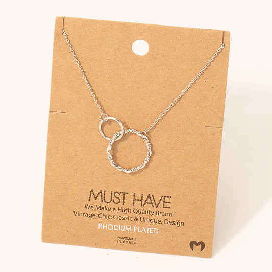 Double Circle Chain Link Charm Necklace