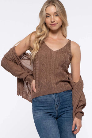 Cocoa Cable Knit Sleeveless Top