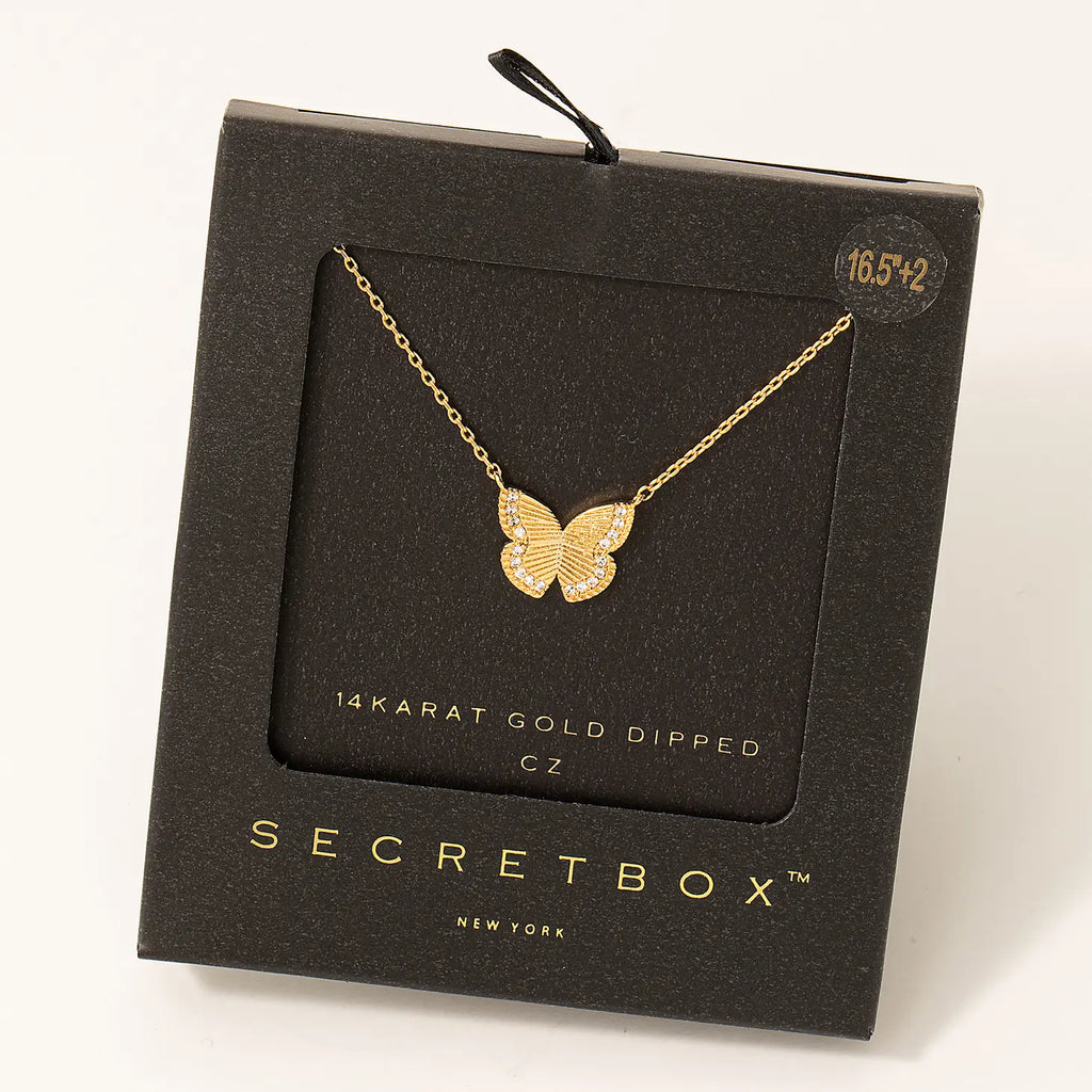 Secret Box Gold Dipped Butterfly Pendant Necklace