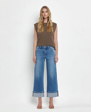 Flying Monkey High Rise Cuffed Wide Jeans