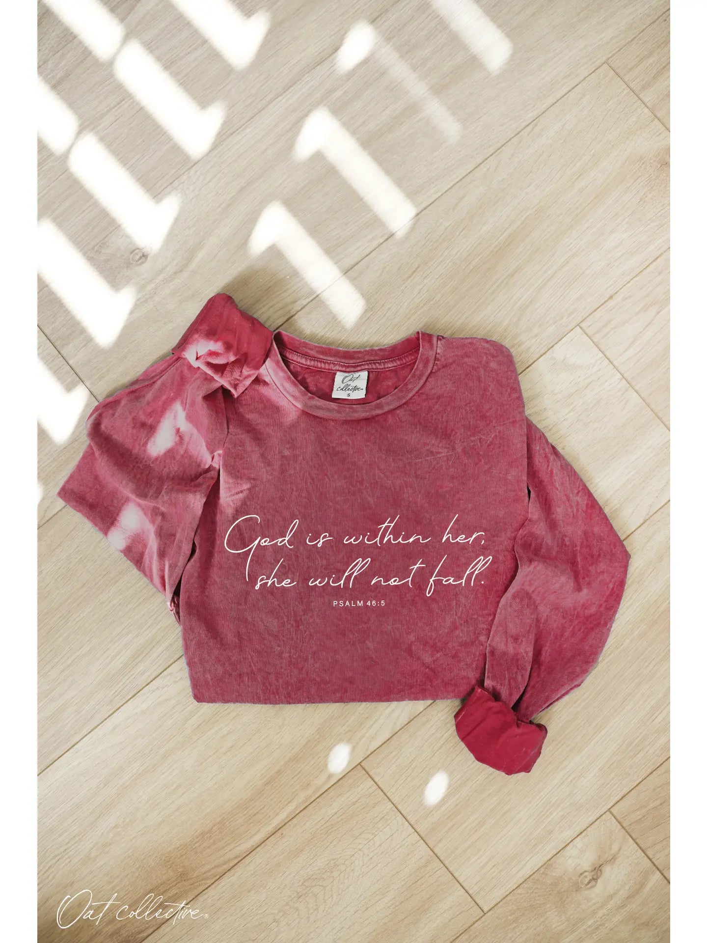 God Is Within Mineral Washed Long Sleeve Graphic