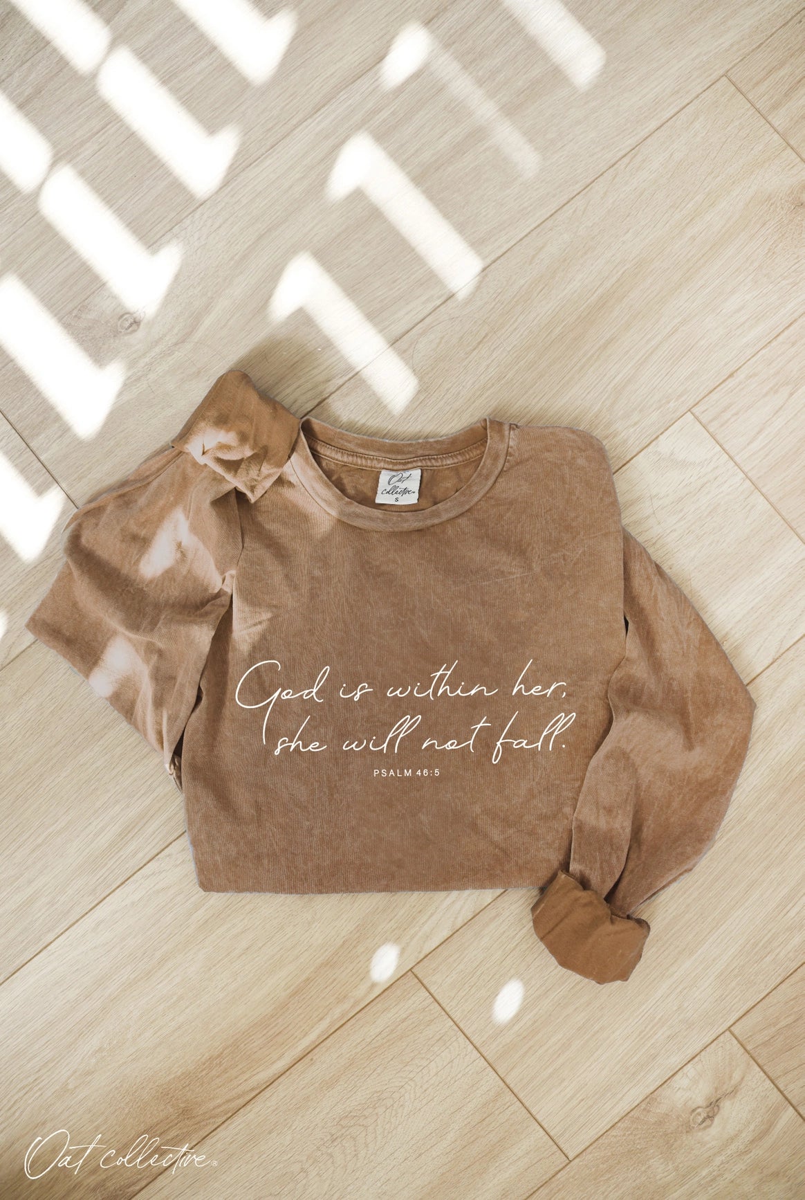 God Is Within Mineral Washed Long Sleeve Graphic