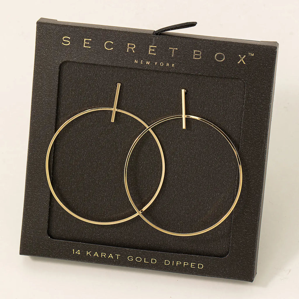 Secret Box Thin Hoop Drop Earrings