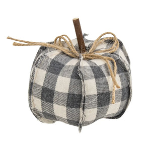 Gray Buffalo Check Stuffed Pumpkin