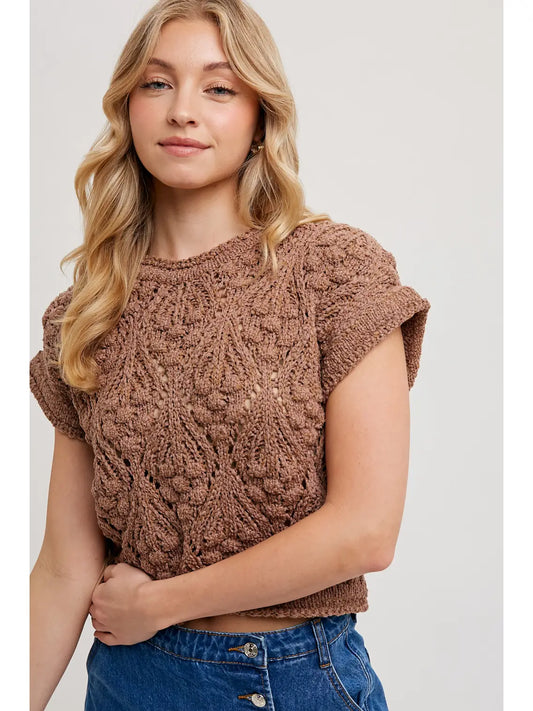 Knit Sweater Short Sleeved Pullover