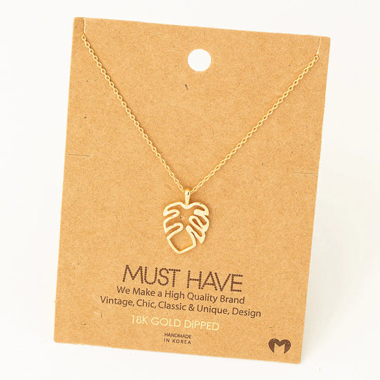 Monstera Cutout Pendant Necklace