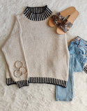 Edge Accent Loose Fit Sweater Top