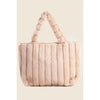 Vertical Quilted Fuzzy Hand Bag