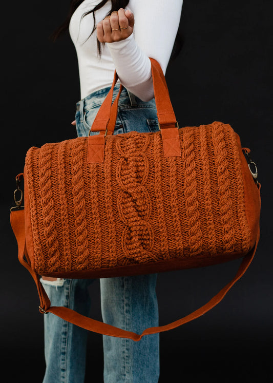 Rust Cable Knit Duffel