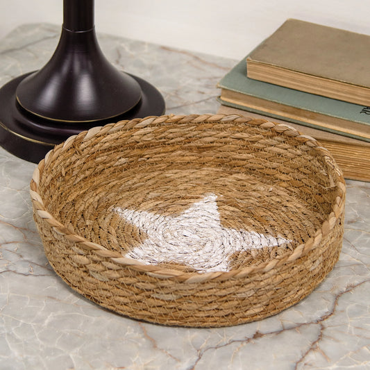 Natural Jute Candle Tray W/Star