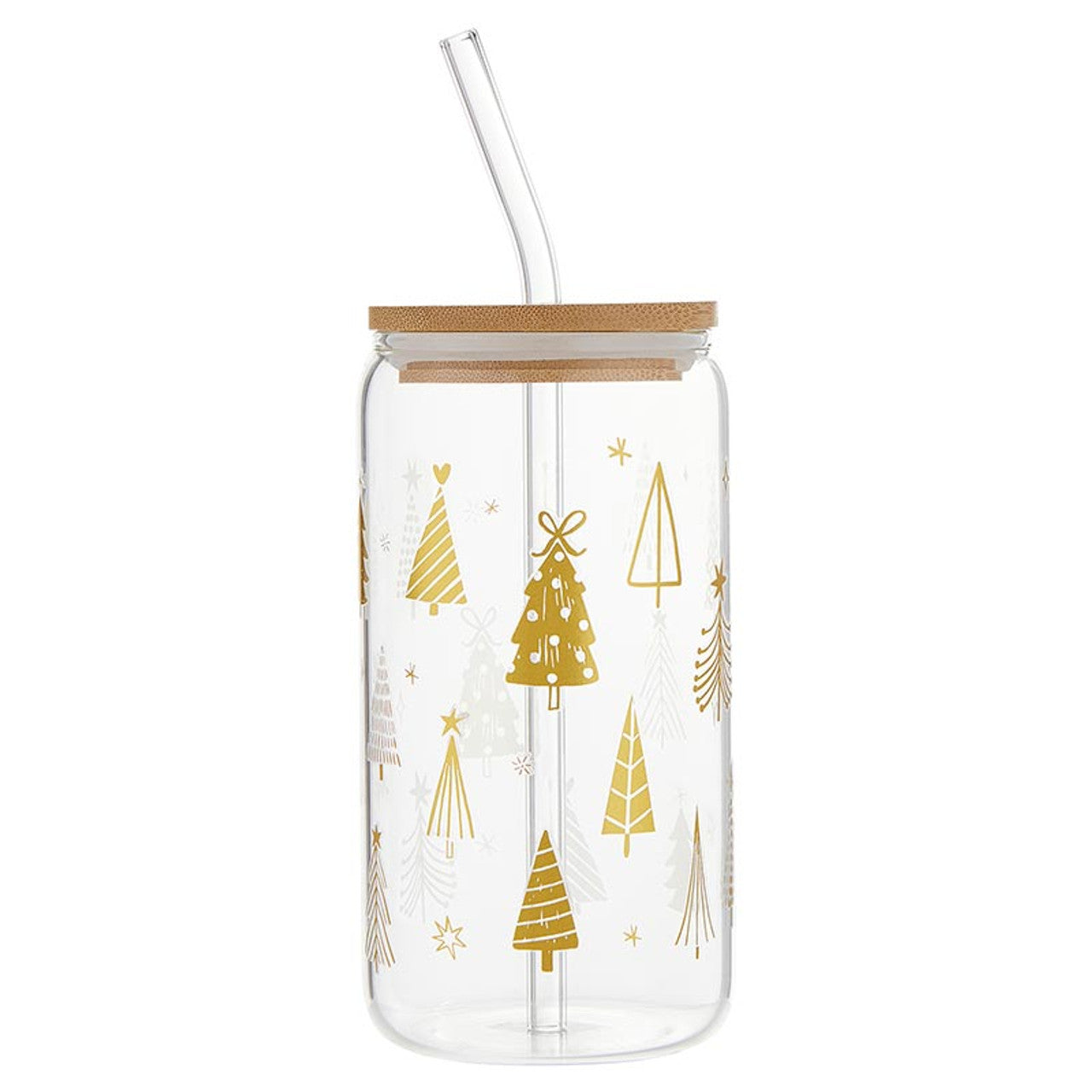 16oz Glass Tumbler - Holiday Trees