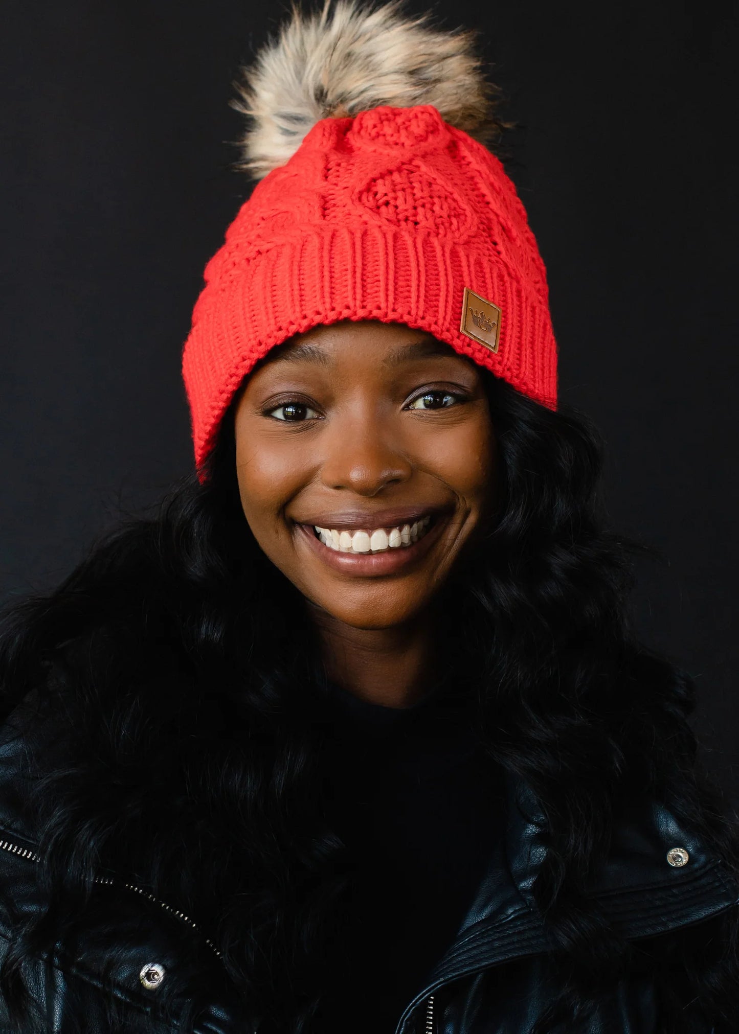 Watermelon cable knit hat