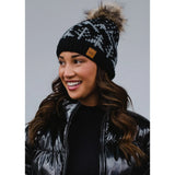 Black w/ Grey Winter Pattern Pom Hat