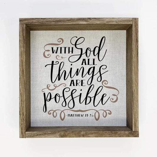 With God All Things Are Possible Wall Art - Scripture Canvas