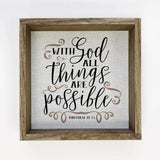 With God All Things Are Possible Wall Art - Scripture Canvas