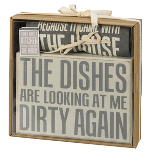 Box Sign & Towel Set - Dishes