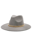 Boho Chic Gold Chain  Rancher Felt Hat