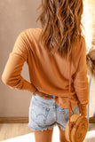 Waffle Knit Casual Henley Top
