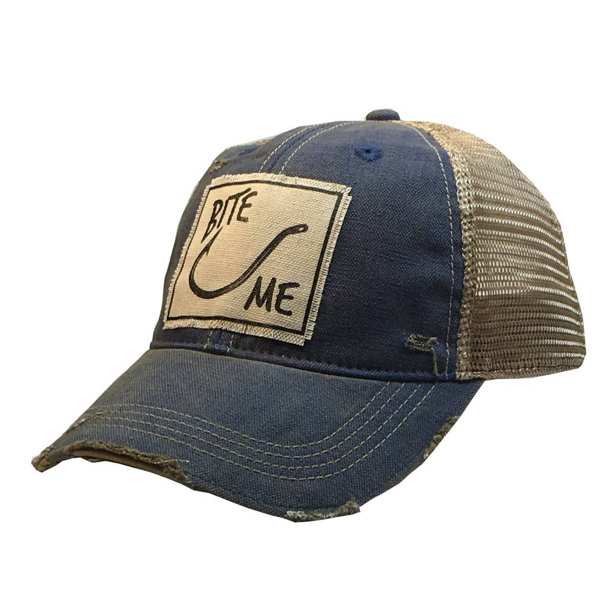 Distressed Trucker Cap - Bite Me Royal Blue