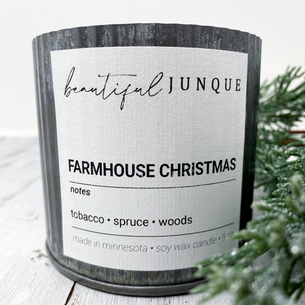 Farmhouse Christmas Tin Candle